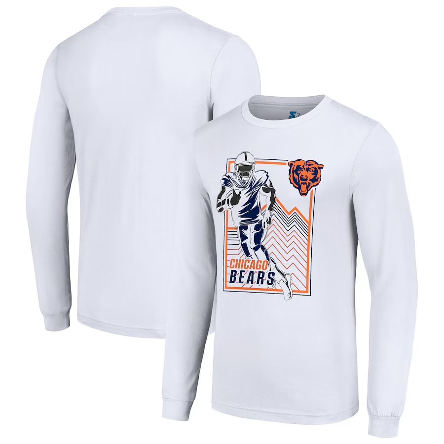 Men Chicago Bears white 2024 NFL Long sleeve T Shirts